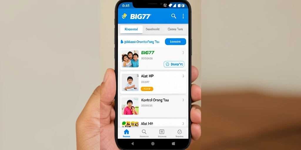 Antarmuka aplikasi BIG77 menampilkan kontrol orang tua yang intuitif.